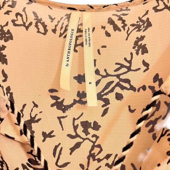 Anthropologie Talulah Tiered Boho Midi Tasseled Dress Black Cream S - Picture 4 of 10